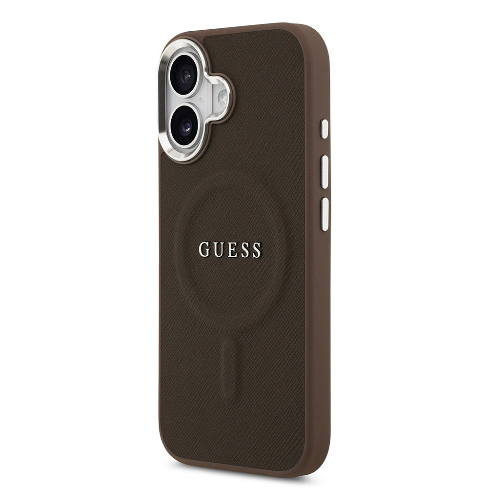 iPhone 17 Kılıf Guess Orijinal Lisanslı M-safe Şarj Özellikli Klasik Yazı Logolu PU Deri Kılıf
