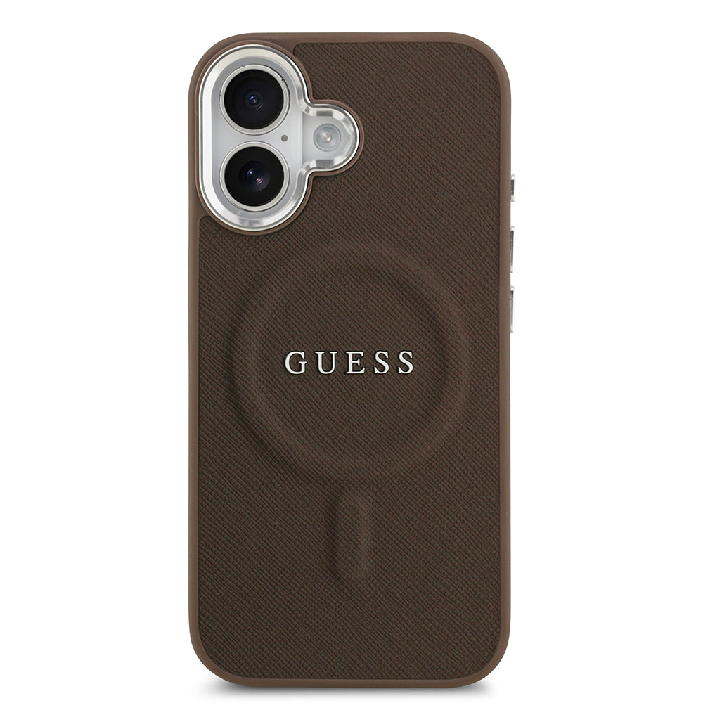 iPhone 17 Kılıf Guess Orijinal Lisanslı M-safe Şarj Özellikli Klasik Yazı Logolu PU Deri Kılıf