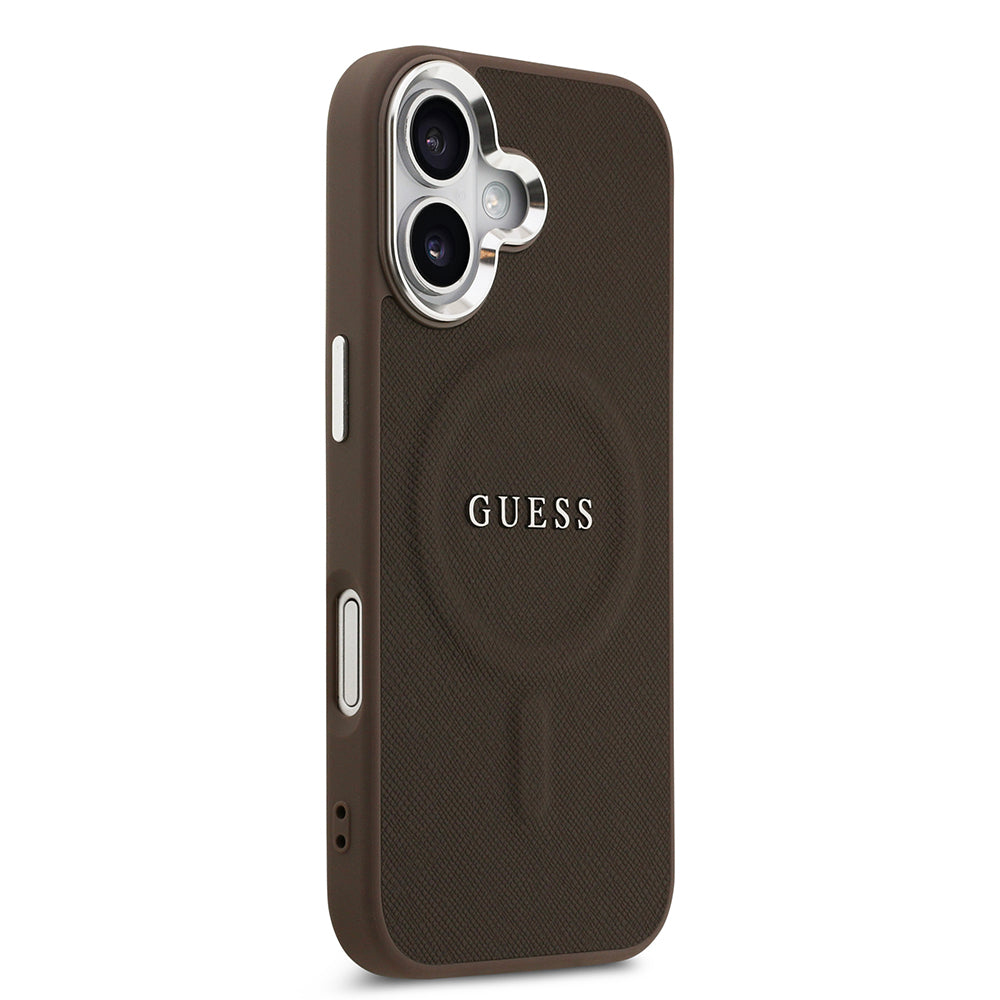 iPhone 17 Kılıf Guess Orijinal Lisanslı M-safe Şarj Özellikli Klasik Yazı Logolu PU Deri Kılıf