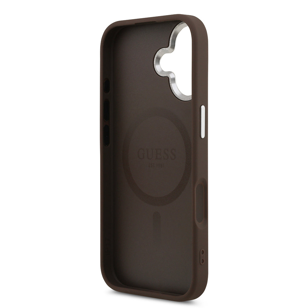 iPhone 17 Kılıf Guess Orijinal Lisanslı M-safe Şarj Özellikli Klasik Yazı Logolu PU Deri Kılıf