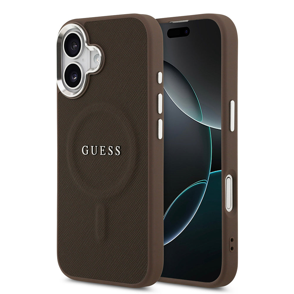 iPhone 17 Kılıf Guess Orijinal Lisanslı M-safe Şarj Özellikli Klasik Yazı Logolu PU Deri Kılıf
