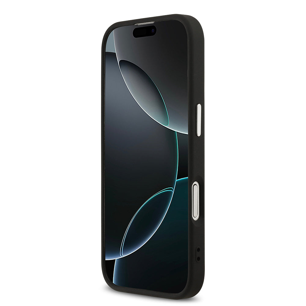 iPhone 17 Kılıf Guess Orijinal Lisanslı M-safe Şarj Özellikli Metal Kamera Çerçeveli Üçgen Logolu Glitter Kılıf