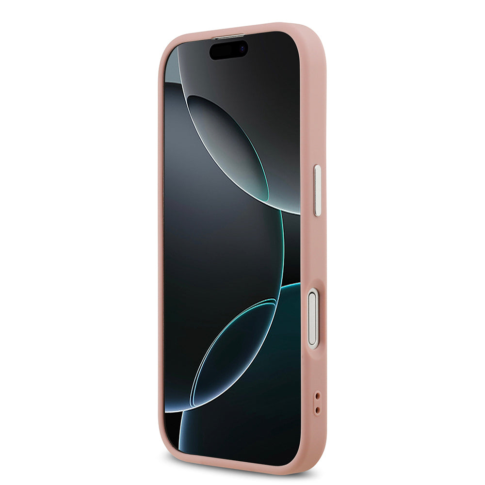 iPhone 17 Kılıf Guess Orijinal Lisanslı M-safe Şarj Özellikli Metal Kamera Çerçeveli Üçgen Logolu Glitter Kılıf