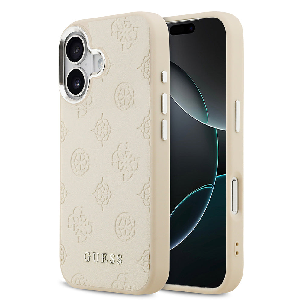 iPhone 17 Kılıf Guess Orijinal Lisanslı M-safe Şarj Özellikli Sıcak Baskılı Klasik Yazı Logolu PU Deri Peony Kılıf