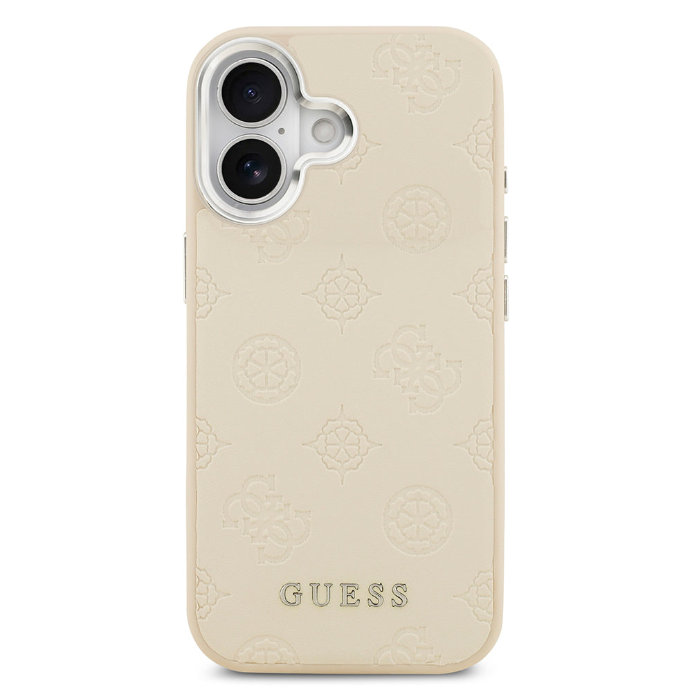 iPhone 17 Kılıf Guess Orijinal Lisanslı M-safe Şarj Özellikli Sıcak Baskılı Klasik Yazı Logolu PU Deri Peony Kılıf