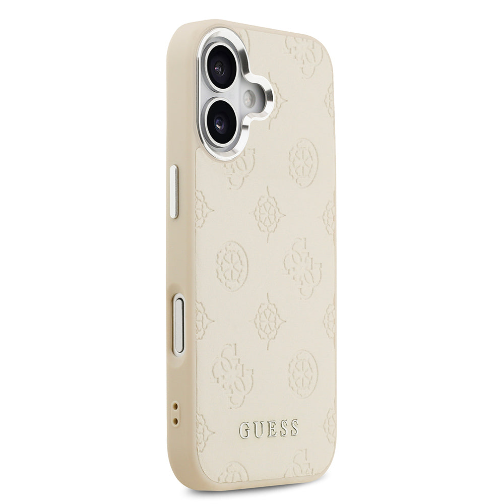 iPhone 17 Kılıf Guess Orijinal Lisanslı M-safe Şarj Özellikli Sıcak Baskılı Klasik Yazı Logolu PU Deri Peony Kılıf