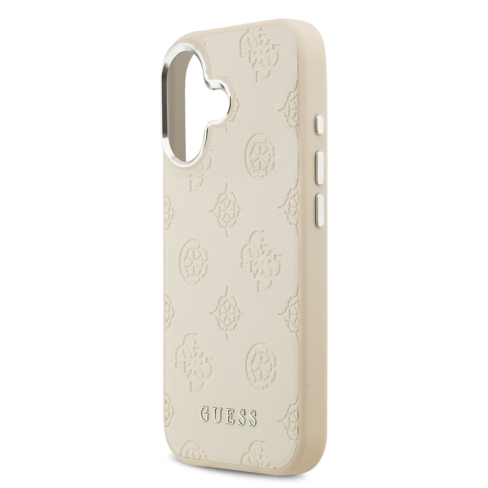 iPhone 17 Kılıf Guess Orijinal Lisanslı M-safe Şarj Özellikli Sıcak Baskılı Klasik Yazı Logolu PU Deri Peony Kılıf