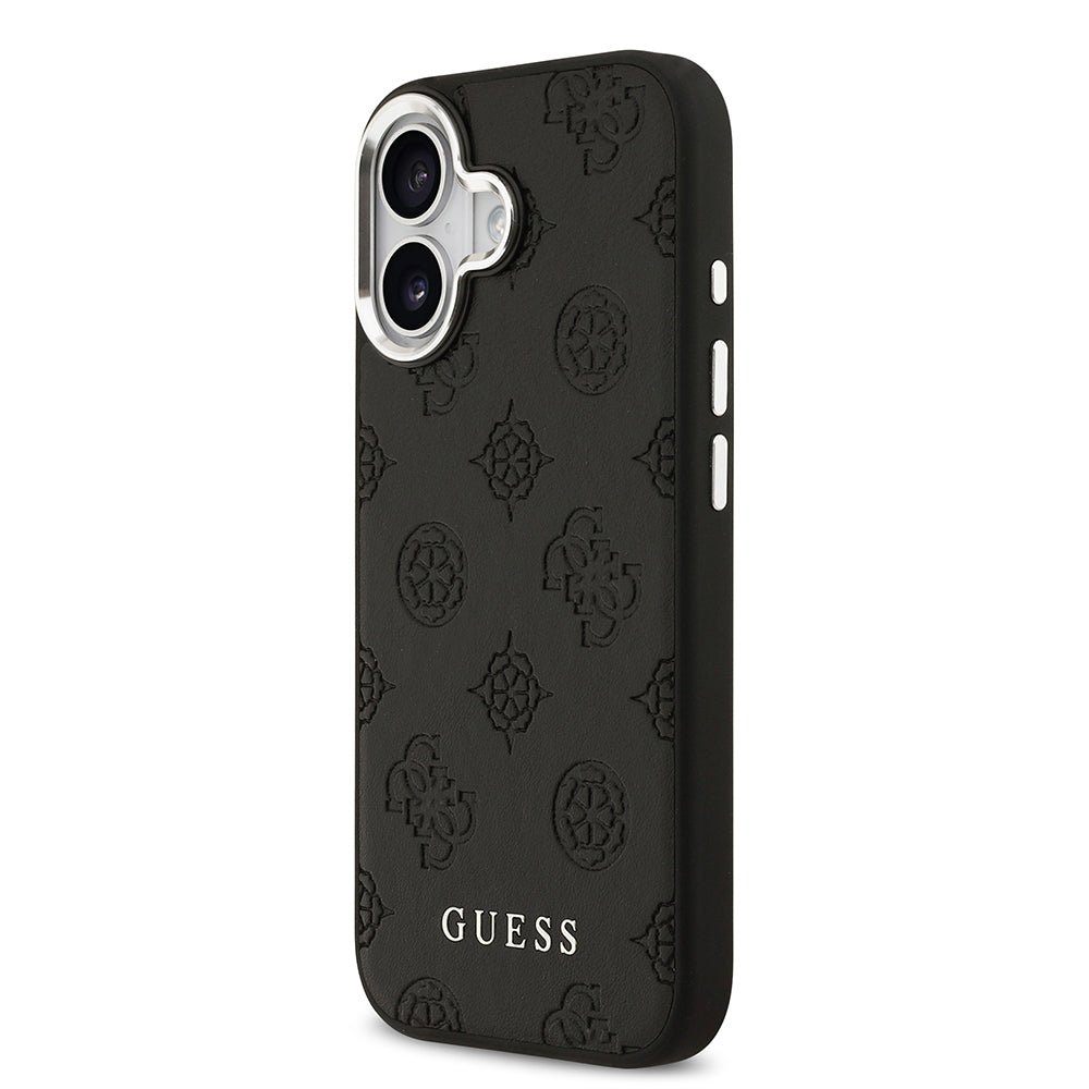 iPhone 17 Kılıf Guess Orijinal Lisanslı M-safe Şarj Özellikli Sıcak Baskılı Klasik Yazı Logolu PU Deri Peony Kılıf