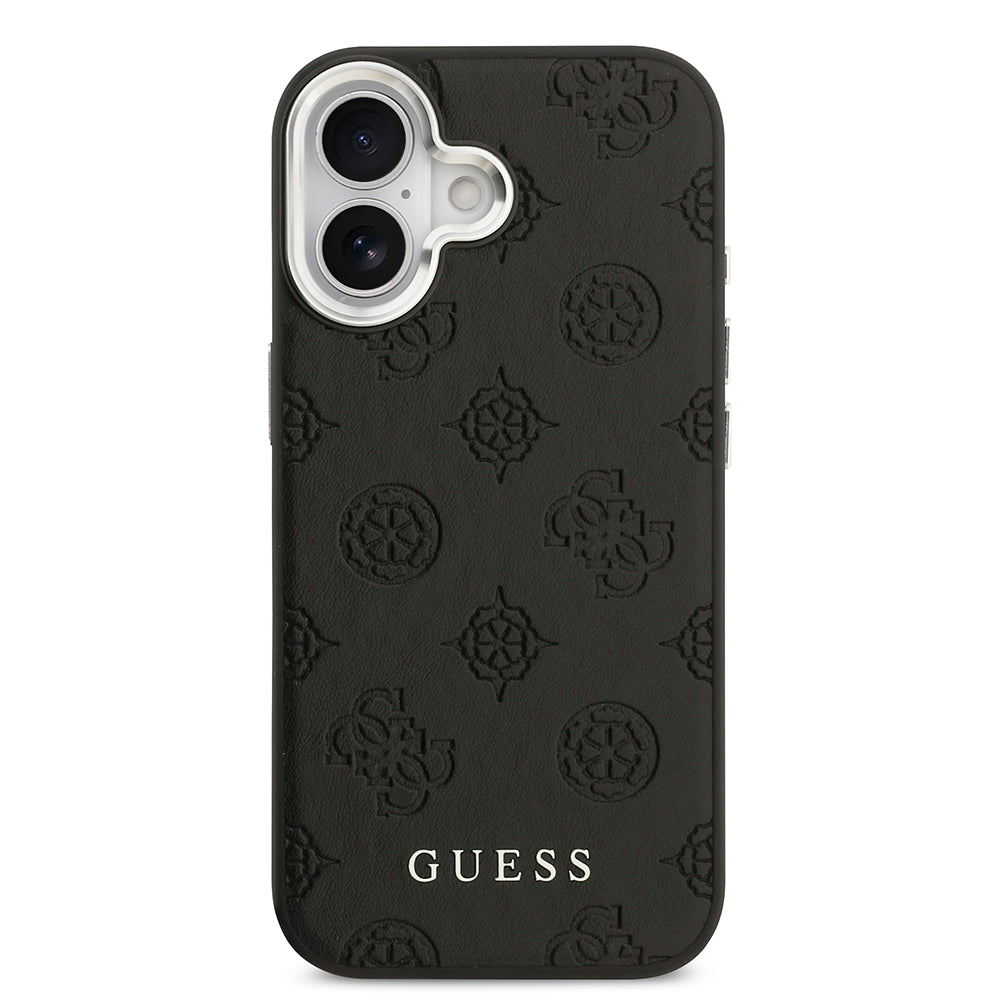iPhone 17 Kılıf Guess Orijinal Lisanslı M-safe Şarj Özellikli Sıcak Baskılı Klasik Yazı Logolu PU Deri Peony Kılıf