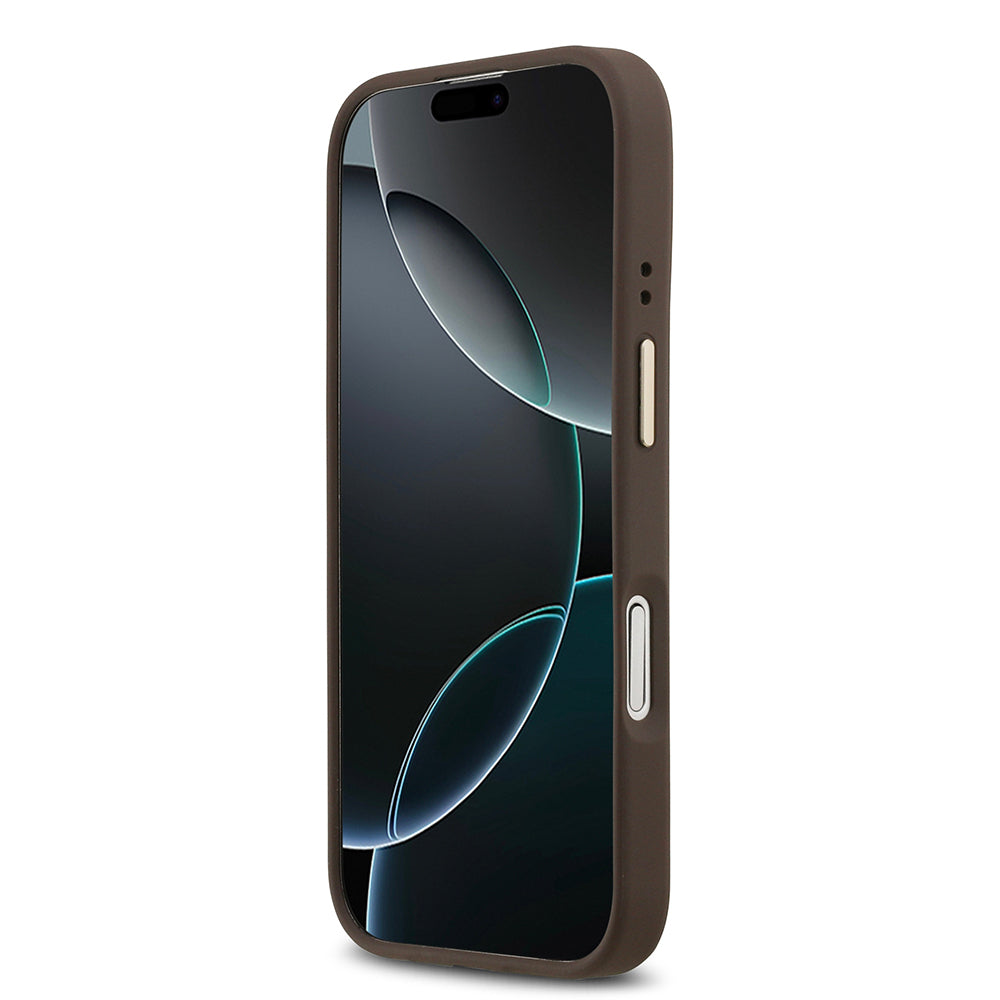 iPhone 17 Kılıf Guess Orijinal Lisanslı M-safe Şarj Özellikli Sıcak Baskılı Yazı Logolu PU Deri Peony Kılıf