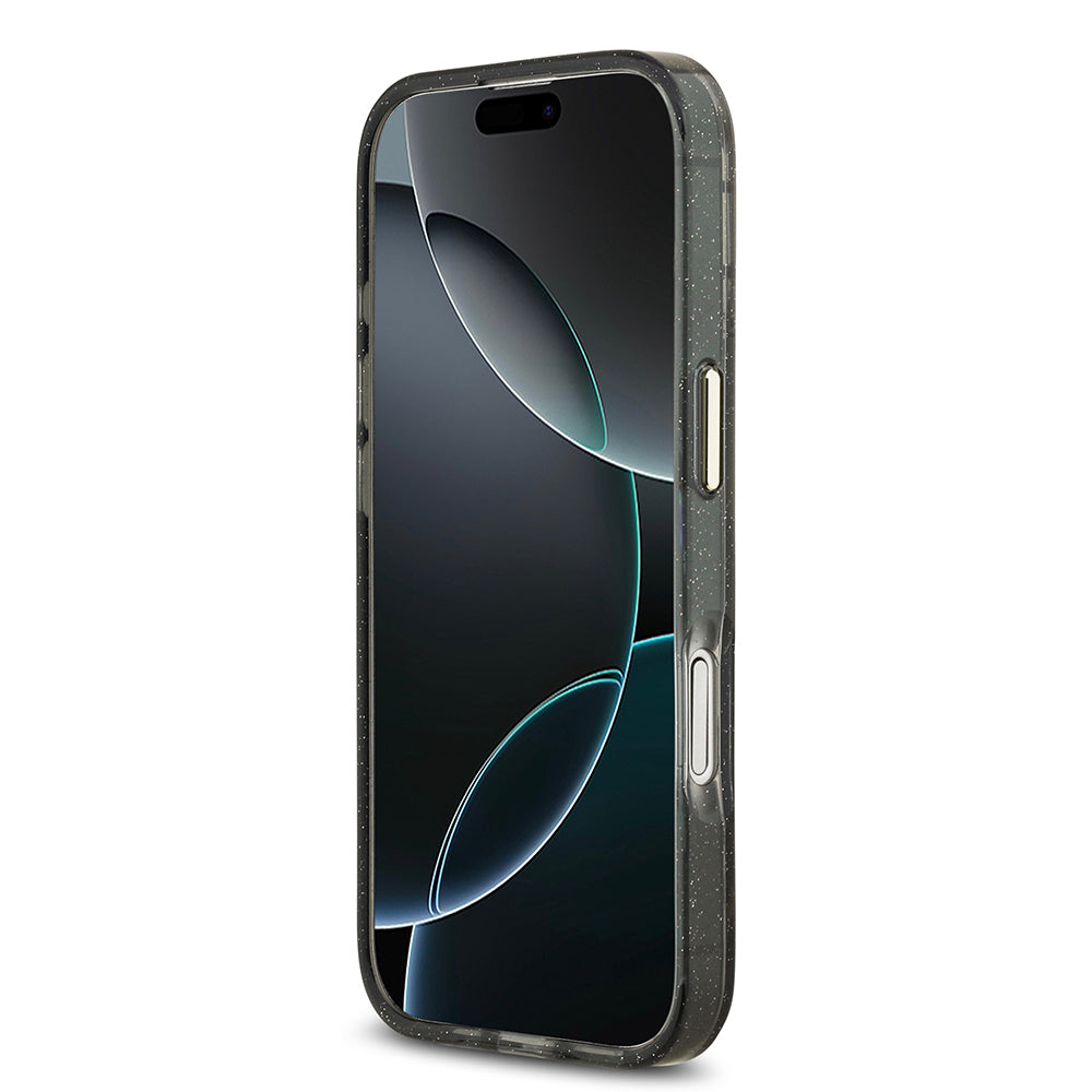 iPhone 17 Kılıf Guess Orijinal Lisanslı M-safe Şarj Özellikli Simli Çiçek Desenli Metal Kamera Çerçeveli Üçgen Logolu Kılıf