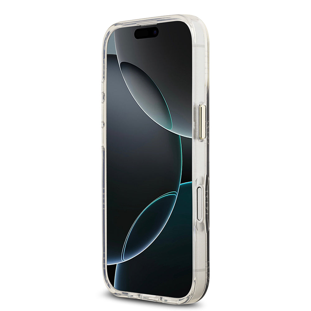 iPhone 17 Kılıf Guess Orijinal Lisanslı M-safe Şarj Özellikli Simli Peony Desenli Silikon Kılıf