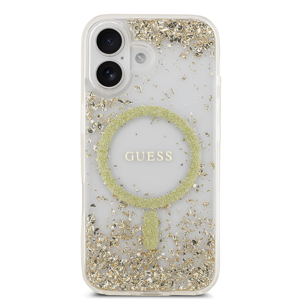 iPhone 17 Kılıf Guess Orijinal Lisanslı M-safe Şarj Özellikli Transparan Resin Bottom Kılıf