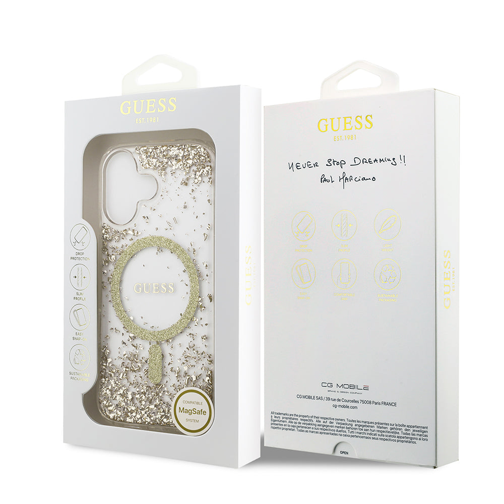 iPhone 17 Kılıf Guess Orijinal Lisanslı M-safe Şarj Özellikli Transparan Resin Bottom Kılıf