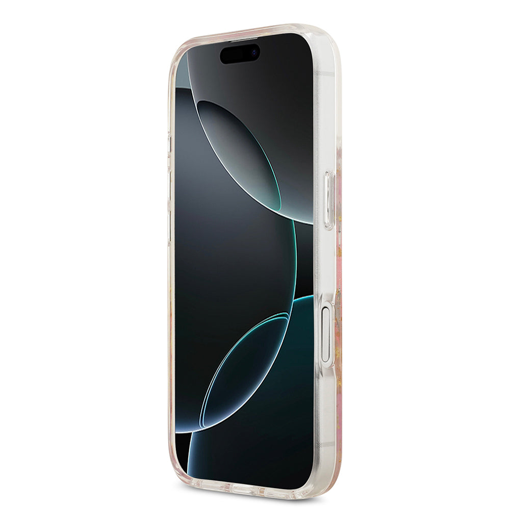 iPhone 17 Kılıf Guess Orijinal Lisanslı M-safe Şarj Özellikli Transparan Resin Flowers Kılıf