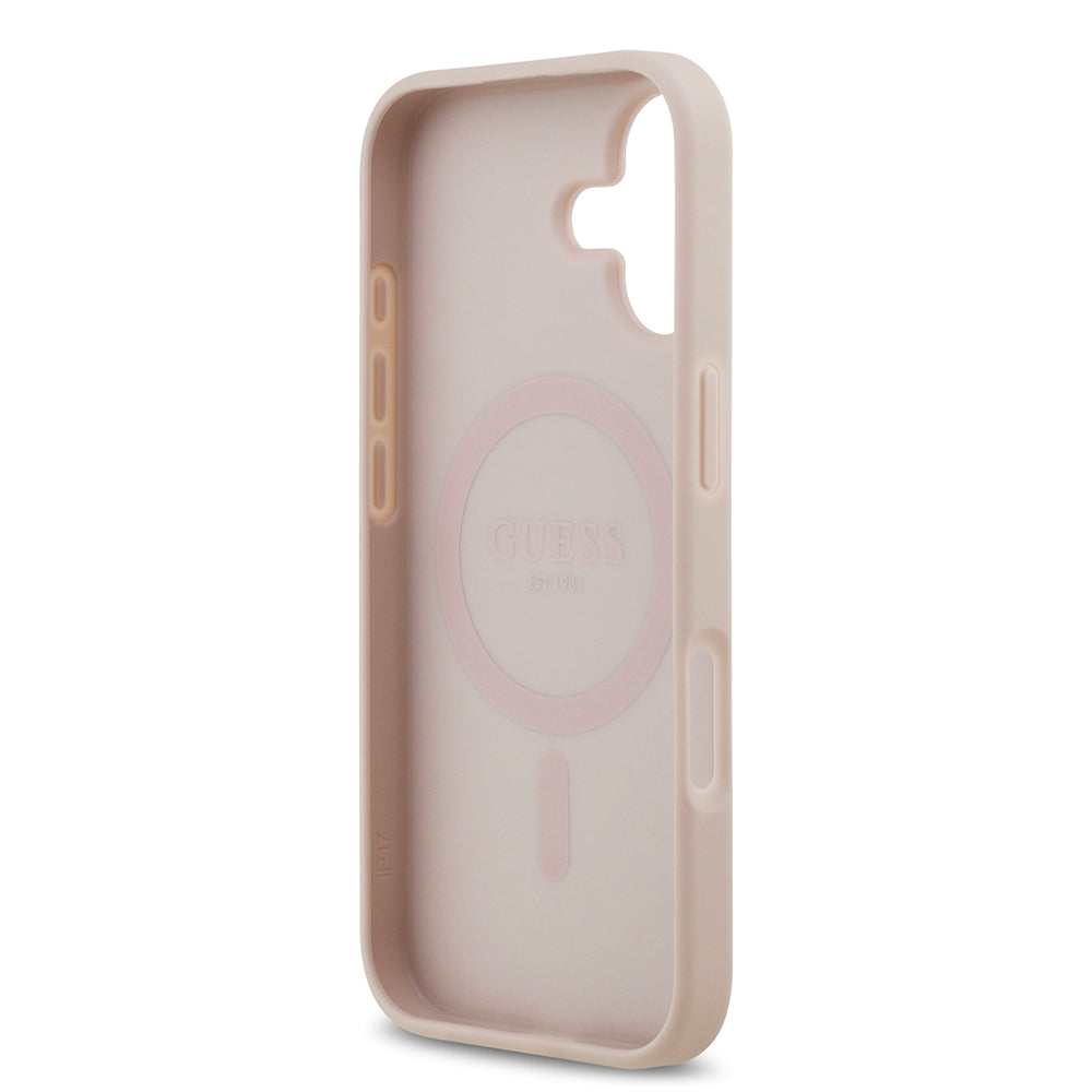 iPhone 17 Kılıf Guess Orijinal Lisanslı M-safe Şarj Özellikli Yazı Logolu Circle Classic Kılıf