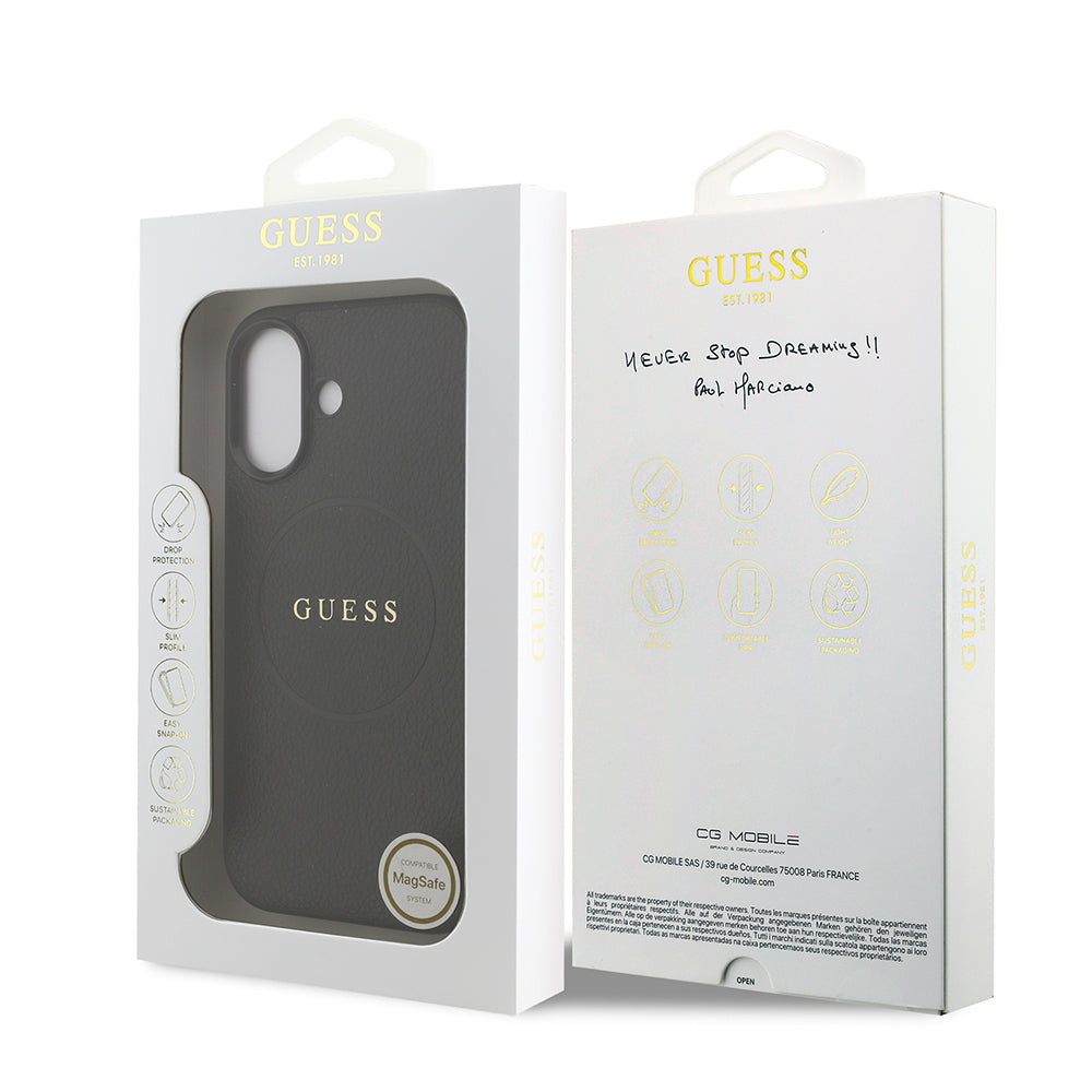iPhone 17 Kılıf Guess Orijinal Lisanslı M-safe Şarj Özellikli Yazı Logolu PU Deri Kılıf