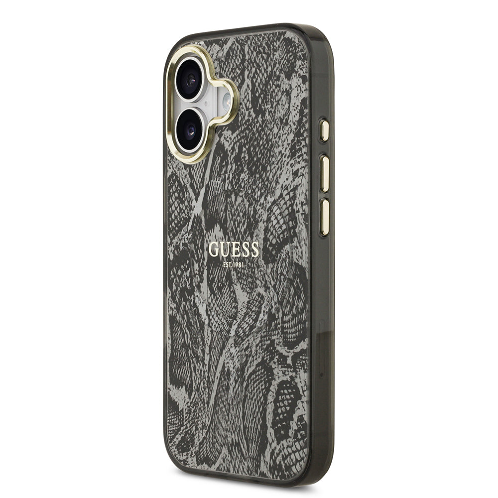 iPhone 17 Kılıf Guess Orijinal Lisanslı M-safe Şarj Özellikli Yazı Logolu Python Desenli Kılıf