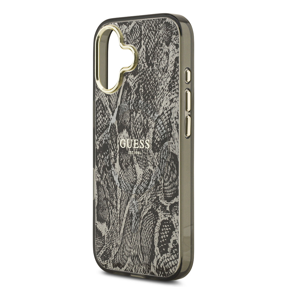 iPhone 17 Kılıf Guess Orijinal Lisanslı M-safe Şarj Özellikli Yazı Logolu Python Desenli Kılıf