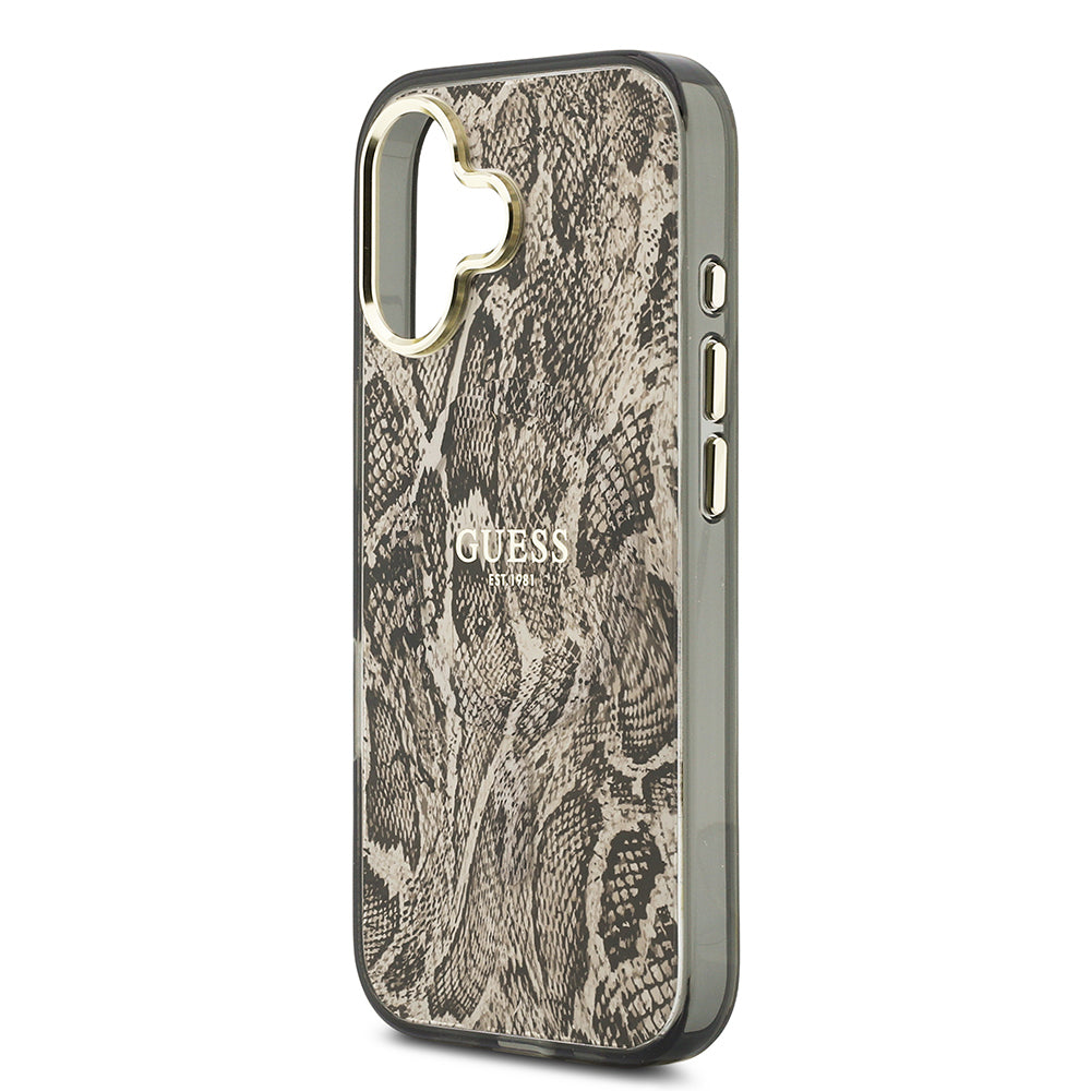 iPhone 17 Kılıf Guess Orijinal Lisanslı M-safe Şarj Özellikli Yazı Logolu Python Desenli Kılıf