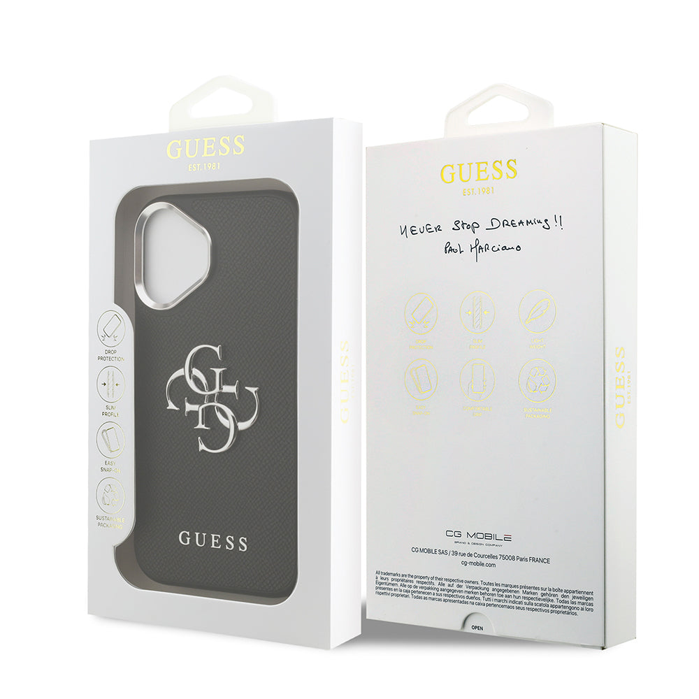 iPhone 17 Kılıf Guess Orijinal Lisanslı PU Deri 4G Büyük Metal Logo Dizaynlı Kılıf