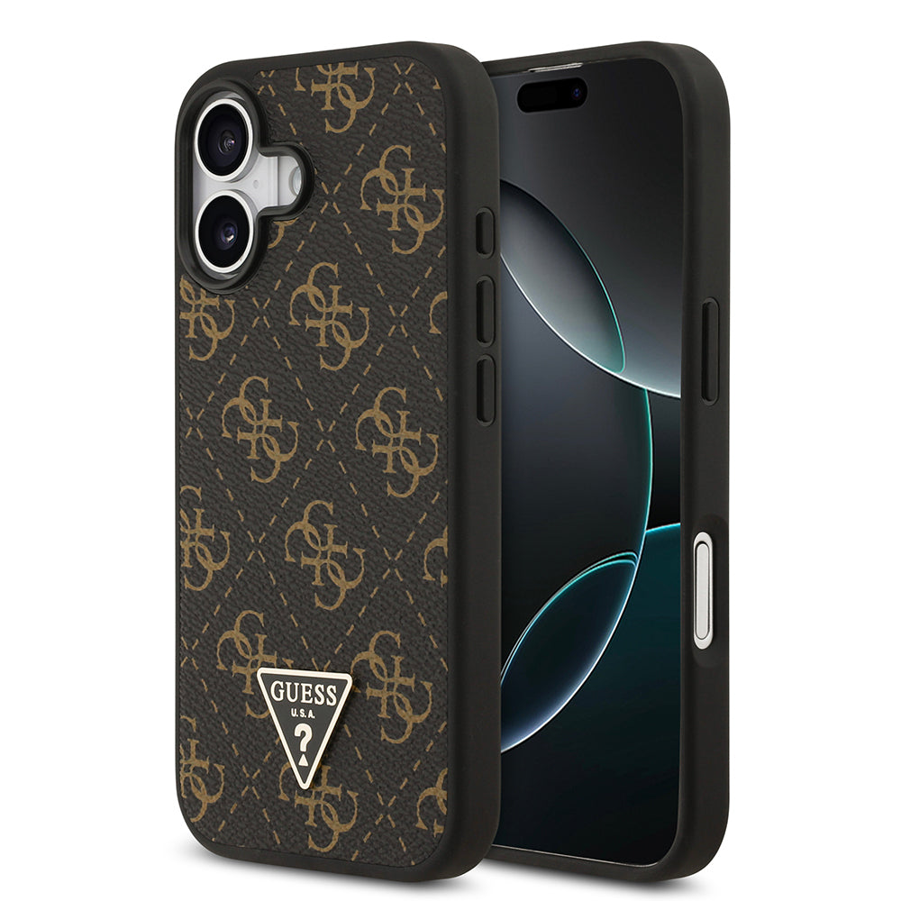 iPhone 17 Kılıf Guess Orijinal Lisanslı PU Deri 4G Desenli Üçgen Logolu Kılıf