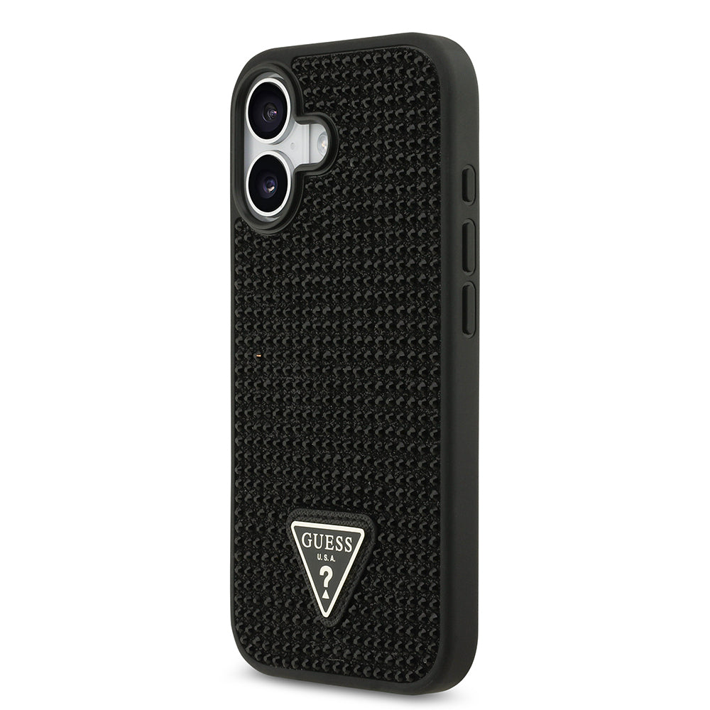 iPhone 17 Kılıf Guess Orijinal Lisanslı Taşlı Arka Yüzey Üçgen Logolu Kılıf