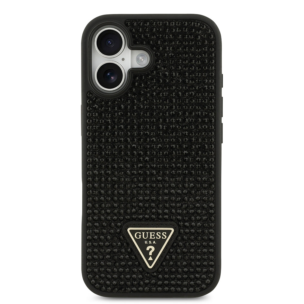 iPhone 17 Kılıf Guess Orijinal Lisanslı Taşlı Arka Yüzey Üçgen Logolu Kılıf