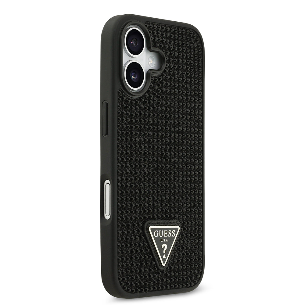 iPhone 17 Kılıf Guess Orijinal Lisanslı Taşlı Arka Yüzey Üçgen Logolu Kılıf