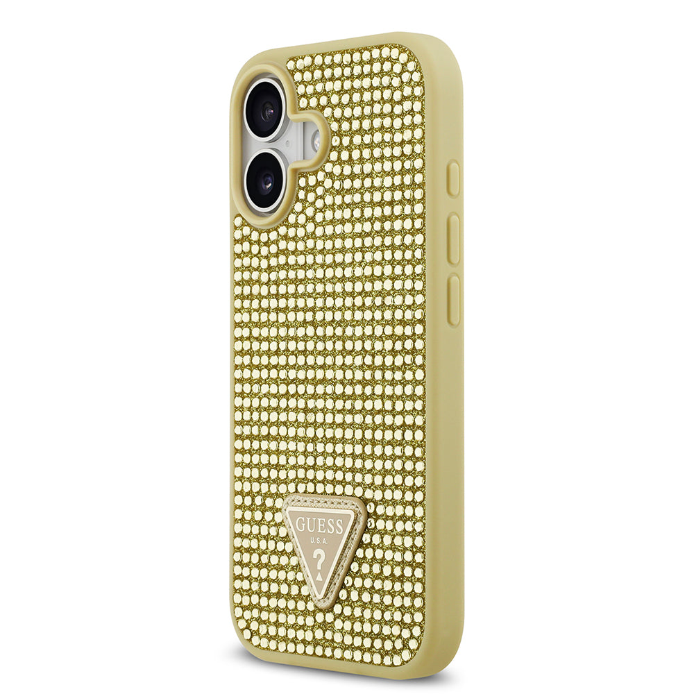 iPhone 17 Kılıf Guess Orijinal Lisanslı Taşlı Arka Yüzey Üçgen Logolu Kılıf