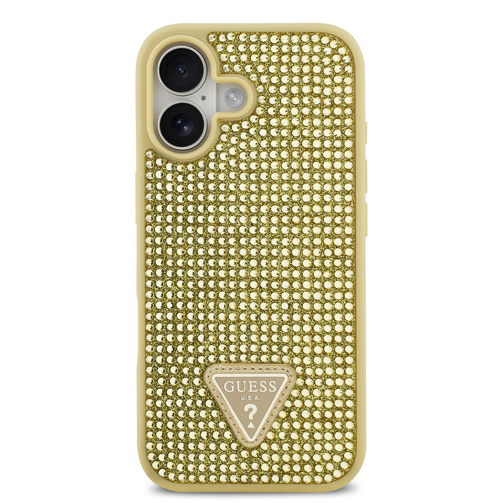 iPhone 17 Kılıf Guess Orijinal Lisanslı Taşlı Arka Yüzey Üçgen Logolu Kılıf