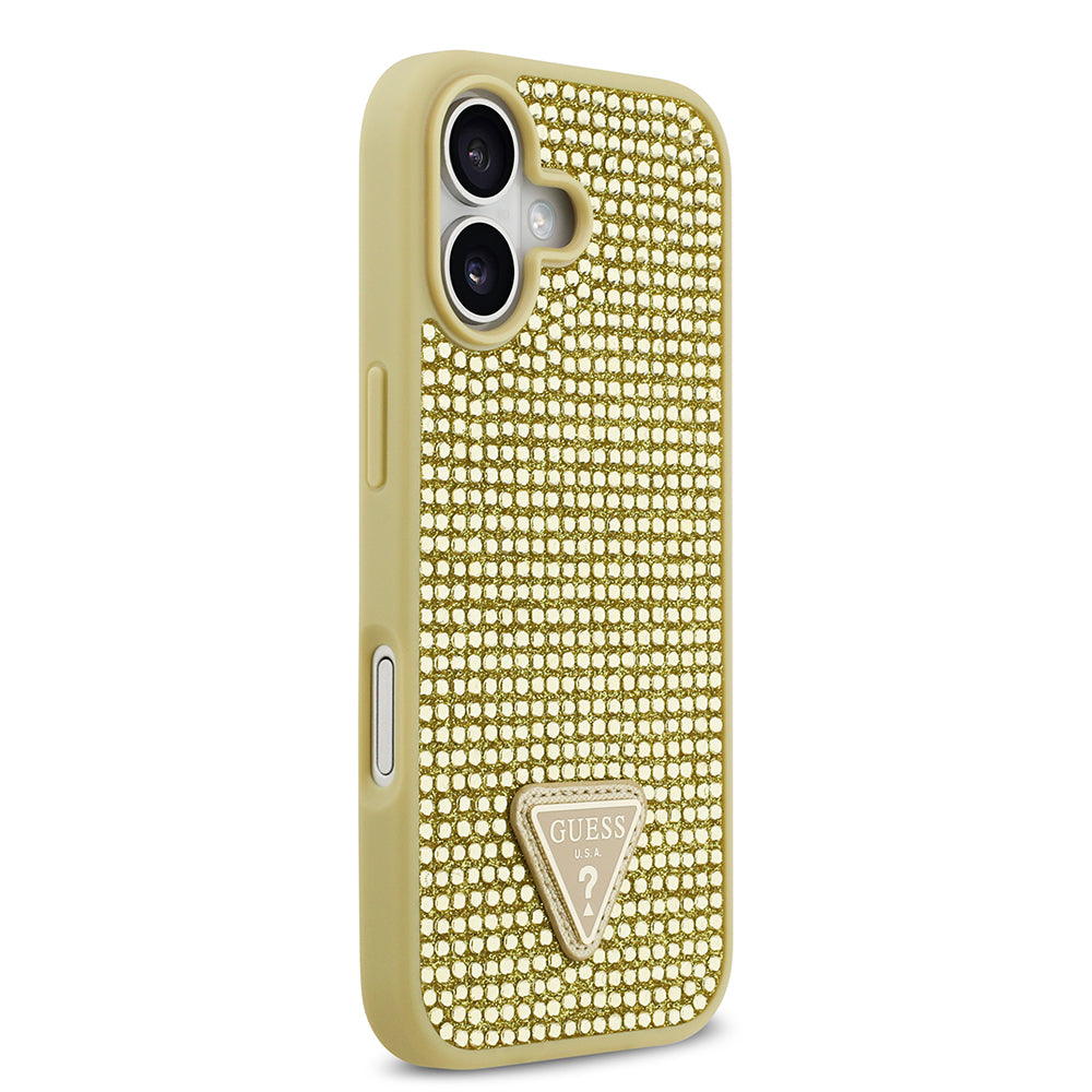 iPhone 17 Kılıf Guess Orijinal Lisanslı Taşlı Arka Yüzey Üçgen Logolu Kılıf