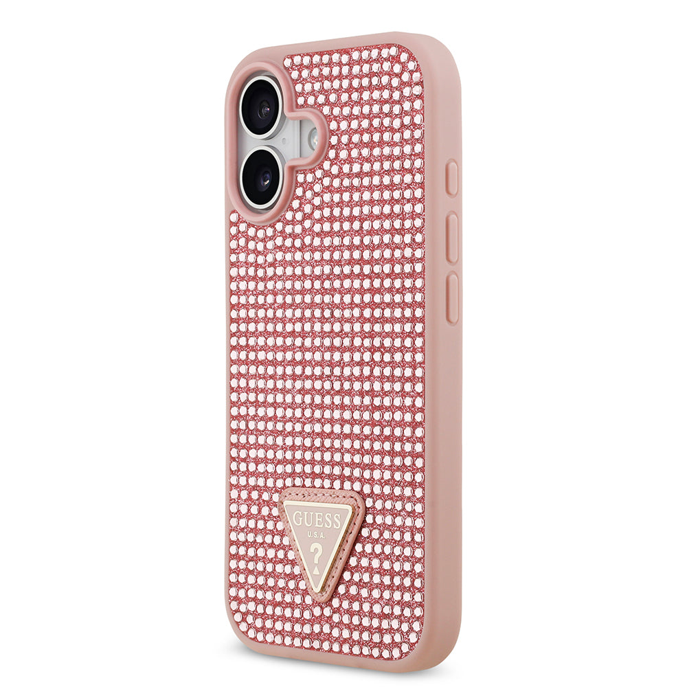 iPhone 17 Kılıf Guess Orijinal Lisanslı Taşlı Arka Yüzey Üçgen Logolu Kılıf