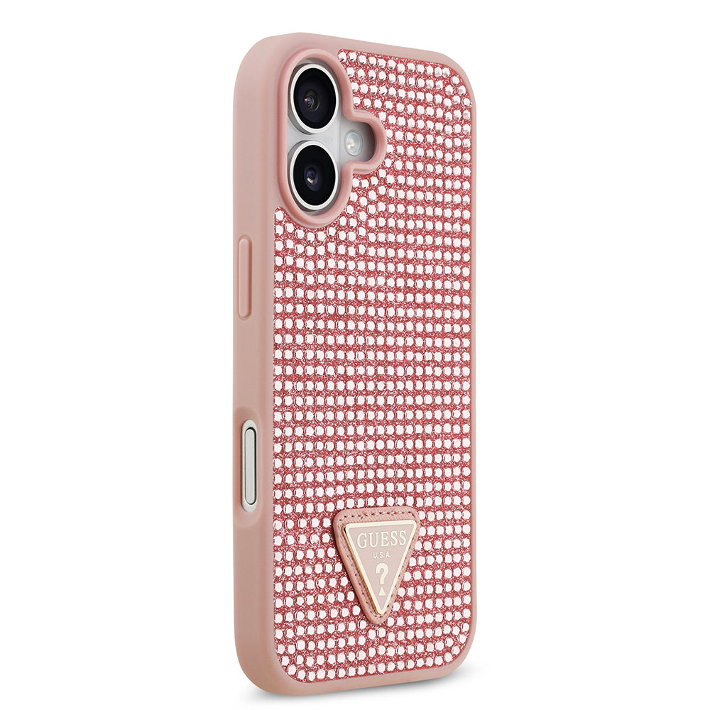 iPhone 17 Kılıf Guess Orijinal Lisanslı Taşlı Arka Yüzey Üçgen Logolu Kılıf