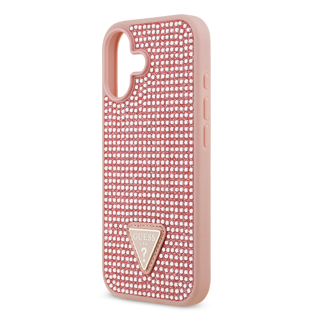 iPhone 17 Kılıf Guess Orijinal Lisanslı Taşlı Arka Yüzey Üçgen Logolu Kılıf