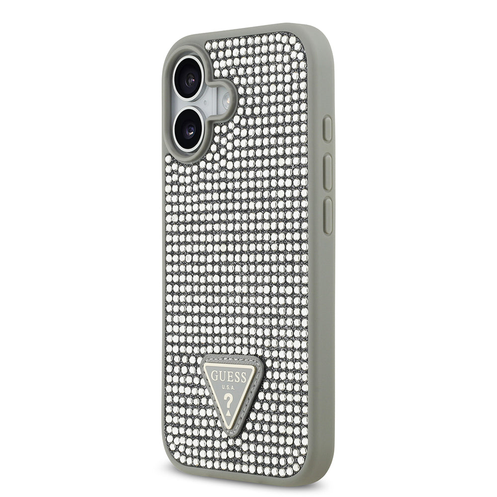 iPhone 17 Kılıf Guess Orijinal Lisanslı Taşlı Arka Yüzey Üçgen Logolu Kılıf
