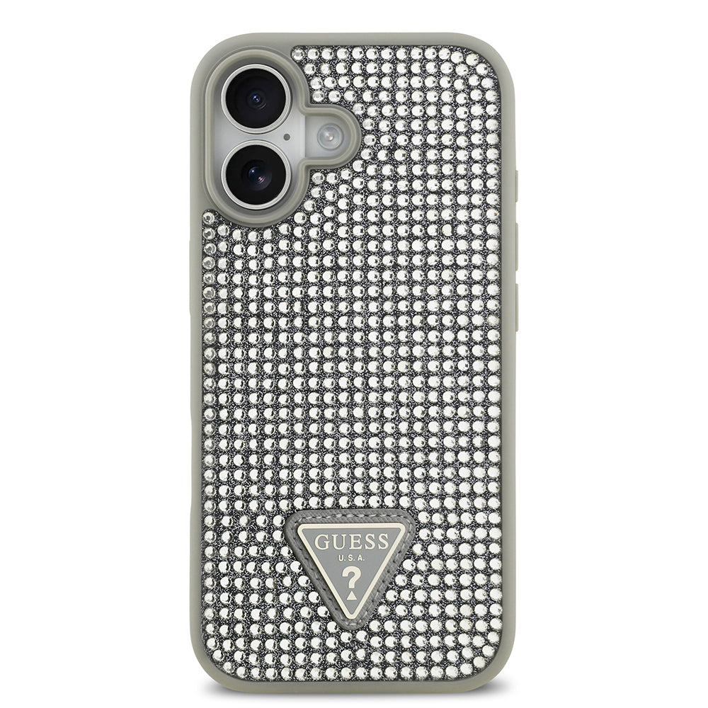 iPhone 17 Kılıf Guess Orijinal Lisanslı Taşlı Arka Yüzey Üçgen Logolu Kılıf