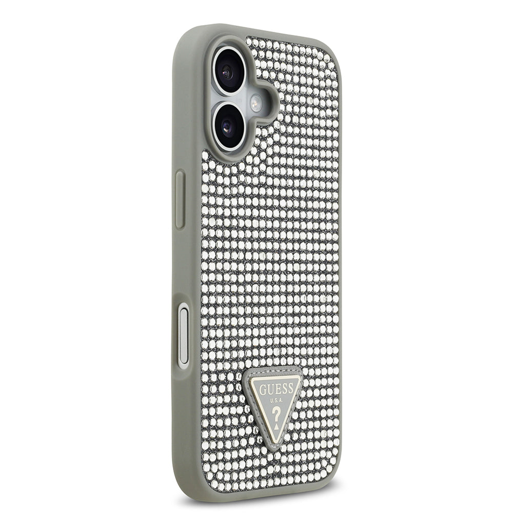 iPhone 17 Kılıf Guess Orijinal Lisanslı Taşlı Arka Yüzey Üçgen Logolu Kılıf