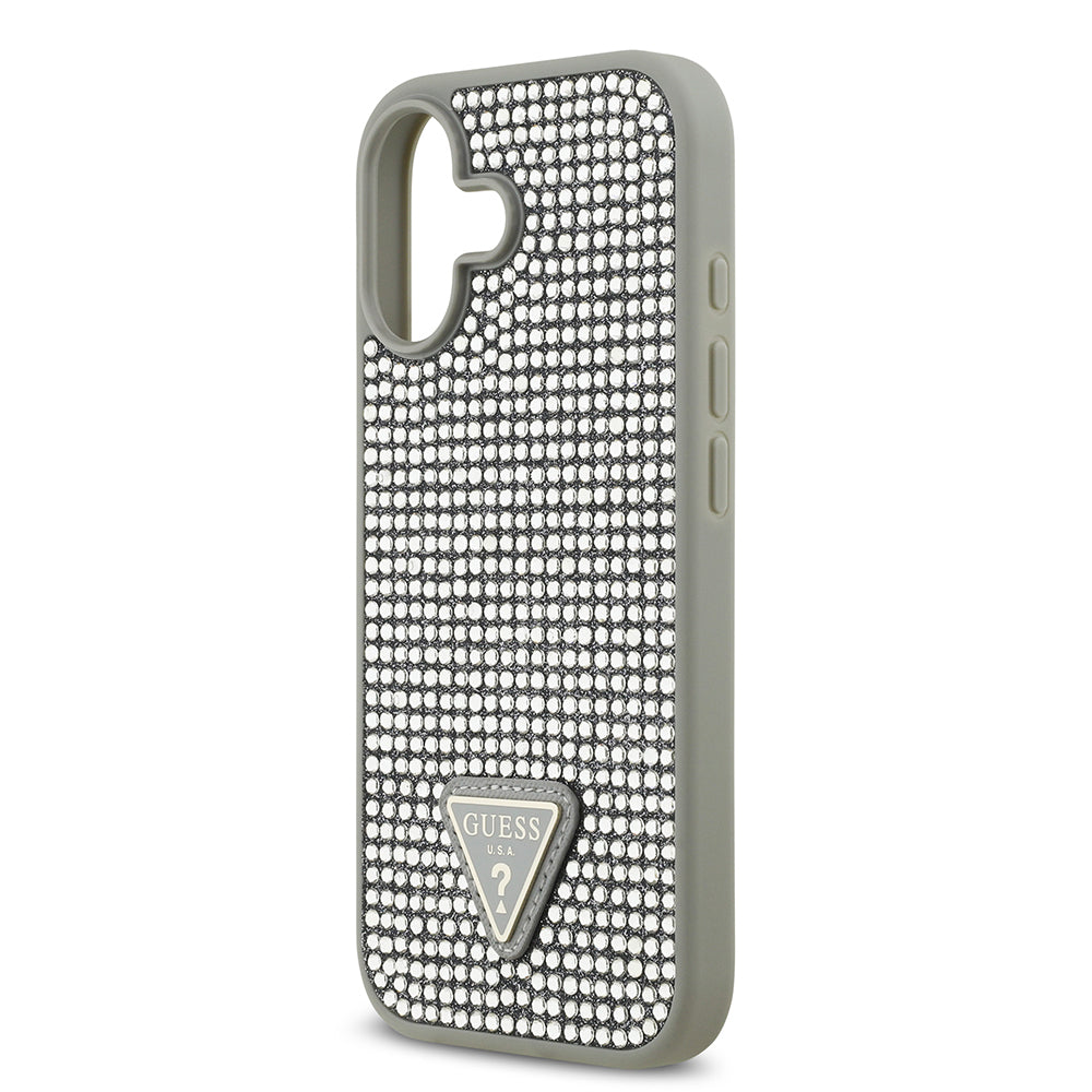 iPhone 17 Kılıf Guess Orijinal Lisanslı Taşlı Arka Yüzey Üçgen Logolu Kılıf