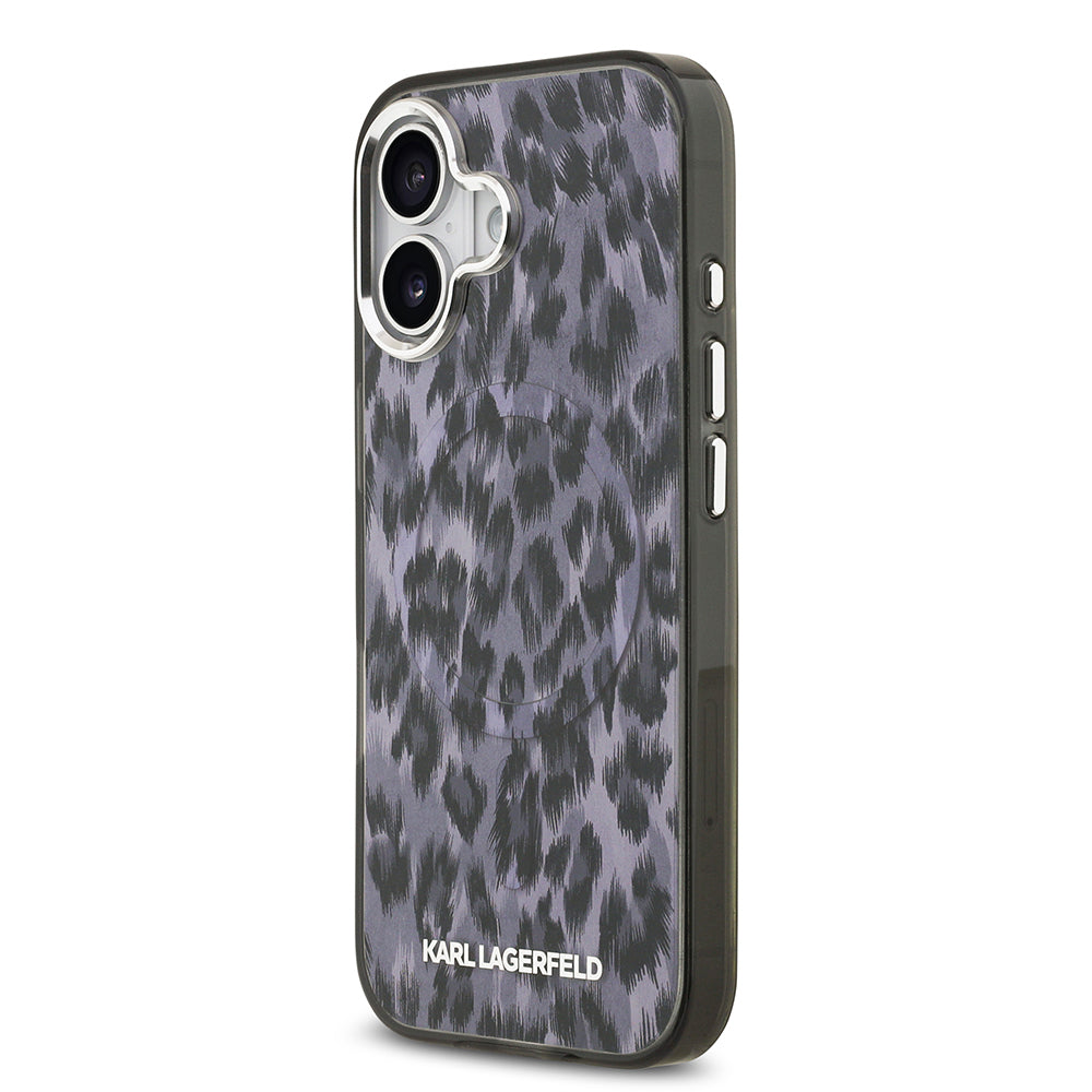iPhone 17 Kılıf Karl Lagerfeld Orijinal Lisanslı M-safe Şarj Özellikli IML Leopar Baskılı Kılıf
