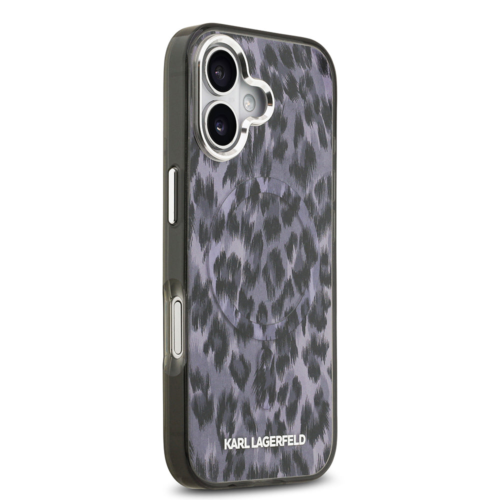 iPhone 17 Kılıf Karl Lagerfeld Orijinal Lisanslı M-safe Şarj Özellikli IML Leopar Baskılı Kılıf