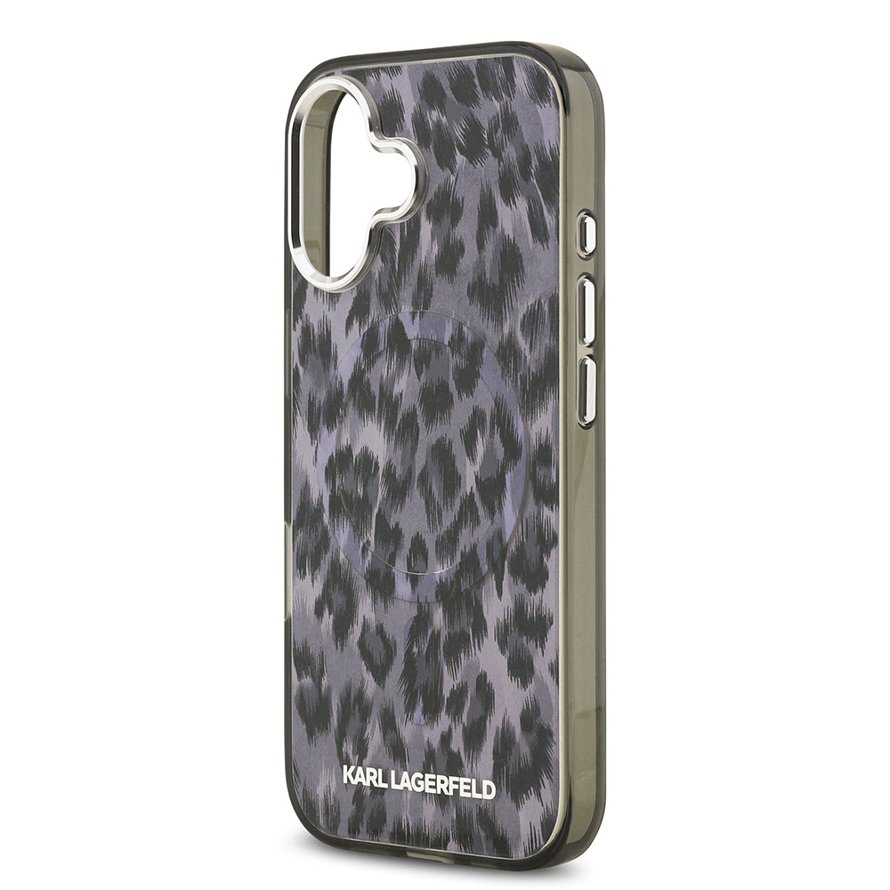 iPhone 17 Kılıf Karl Lagerfeld Orijinal Lisanslı M-safe Şarj Özellikli IML Leopar Baskılı Kılıf