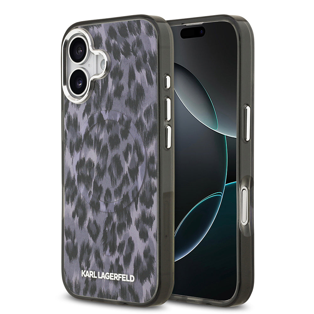 iPhone 17 Kılıf Karl Lagerfeld Orijinal Lisanslı M-safe Şarj Özellikli IML Leopar Baskılı Kılıf