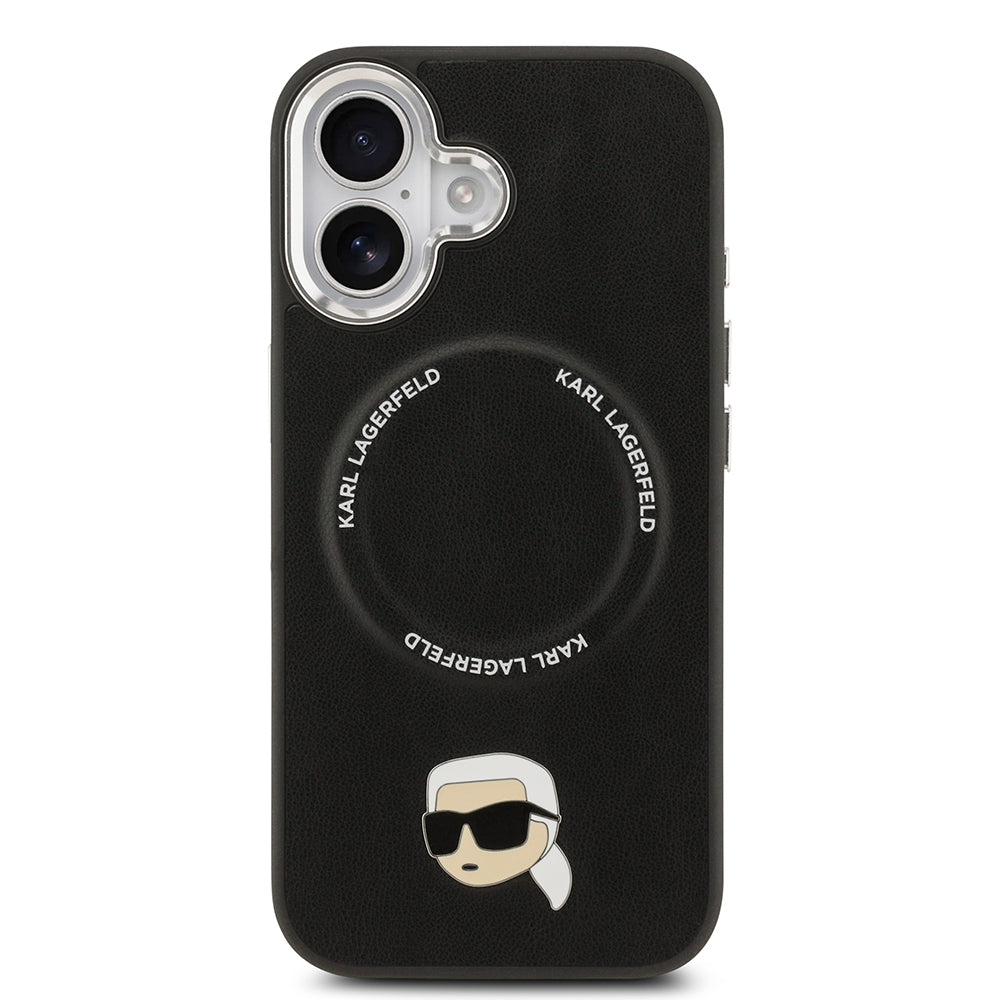 iPhone 17 Kılıf Karl Lagerfeld Orijinal Lisanslı M-safe Şarj Özellikli Metal Kamera ve Buton Tasarımlı Karl PU Deri Kılıf
