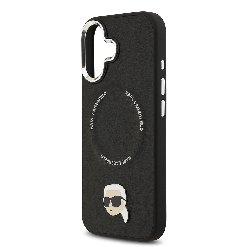 iPhone 17 Kılıf Karl Lagerfeld Orijinal Lisanslı M-safe Şarj Özellikli Metal Kamera ve Buton Tasarımlı Karl PU Deri Kılıf