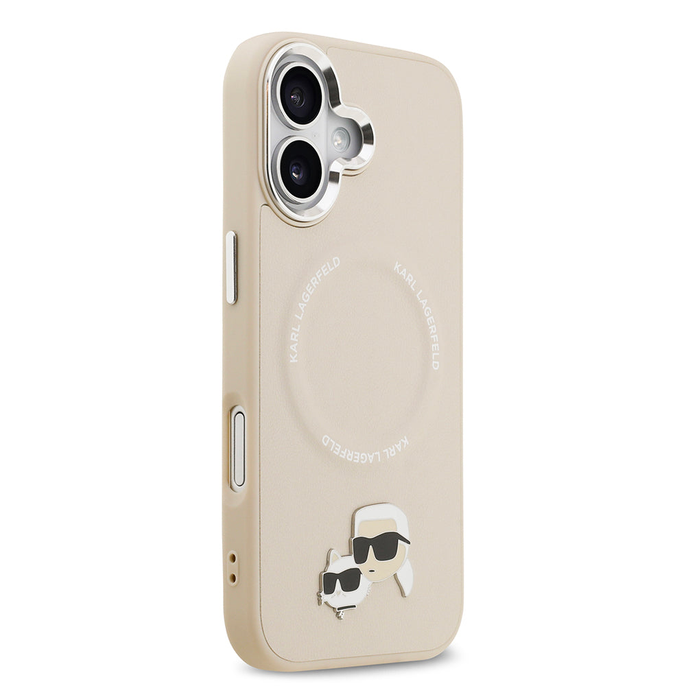 iPhone 17 Kılıf Karl Lagerfeld Orijinal Lisanslı M-safe Şarj Özellikli Metal Kamera ve Buton Tasarımlı K&C PU Deri Kılıf