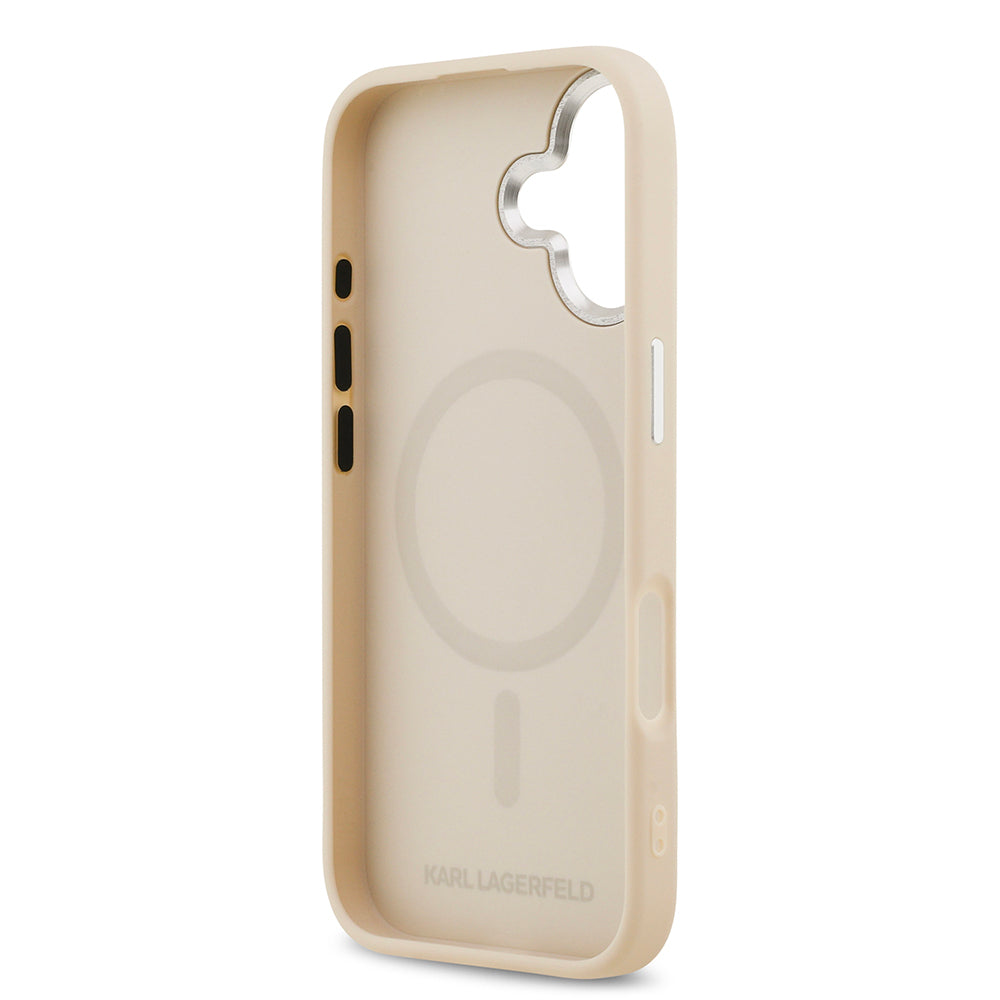 iPhone 17 Kılıf Karl Lagerfeld Orijinal Lisanslı M-safe Şarj Özellikli Metal Kamera ve Buton Tasarımlı K&C PU Deri Kılıf