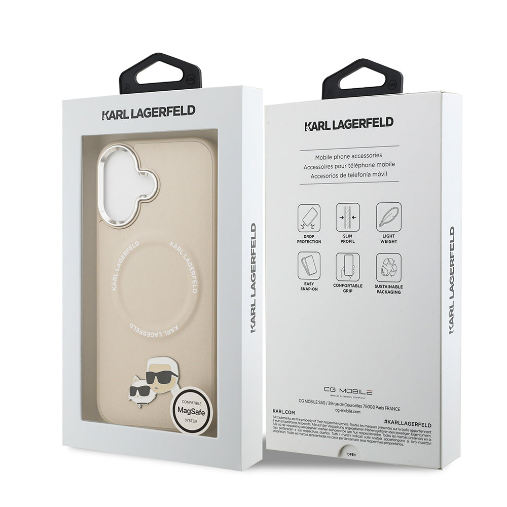 iPhone 17 Kılıf Karl Lagerfeld Orijinal Lisanslı M-safe Şarj Özellikli Metal Kamera ve Buton Tasarımlı K&C PU Deri Kılıf
