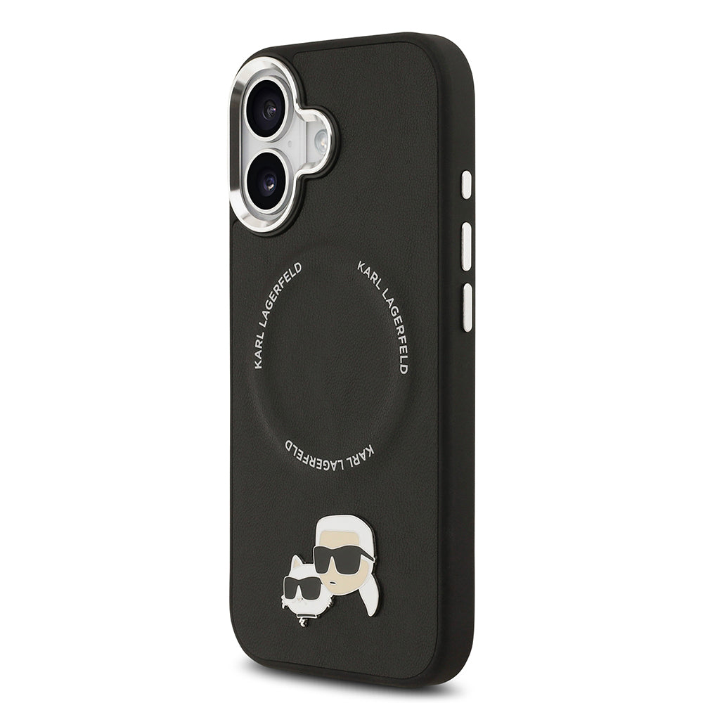 iPhone 17 Kılıf Karl Lagerfeld Orijinal Lisanslı M-safe Şarj Özellikli Metal Kamera ve Buton Tasarımlı K&C PU Deri Kılıf