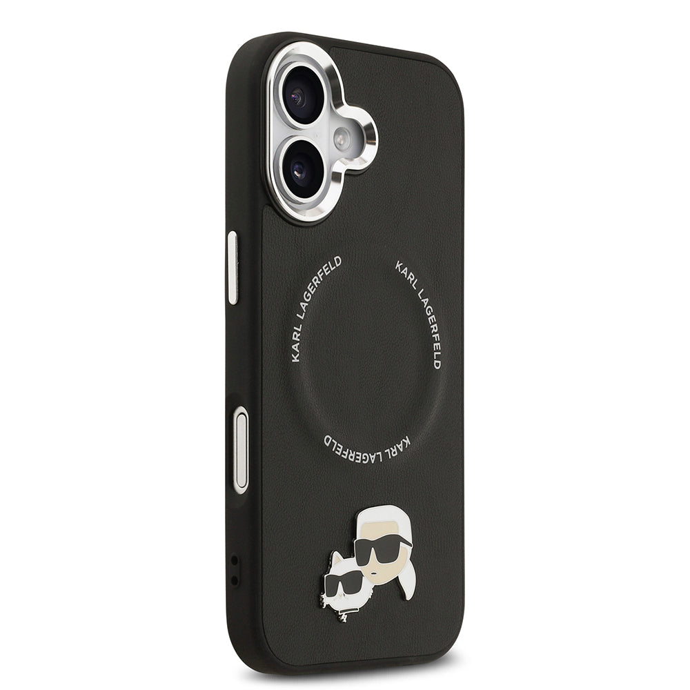 iPhone 17 Kılıf Karl Lagerfeld Orijinal Lisanslı M-safe Şarj Özellikli Metal Kamera ve Buton Tasarımlı K&C PU Deri Kılıf